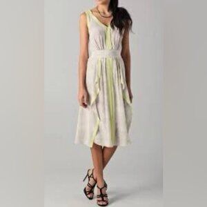 Rebecca Taylor 100% Silk Dress Grey Python Snake Print Maxi V-Neck Size 0